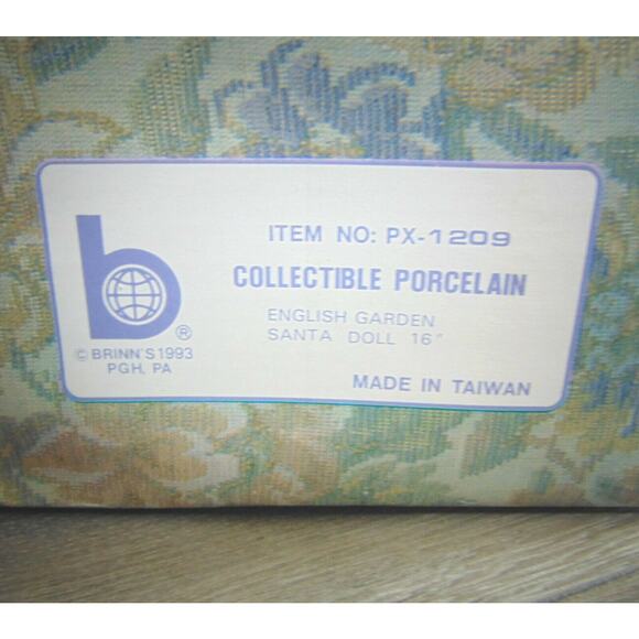 NEW Brinn's 1993 ENGLISH GARDEN SANTA 16" DOLL Porcelain Father Christmas Decor - Picture 9 of 12